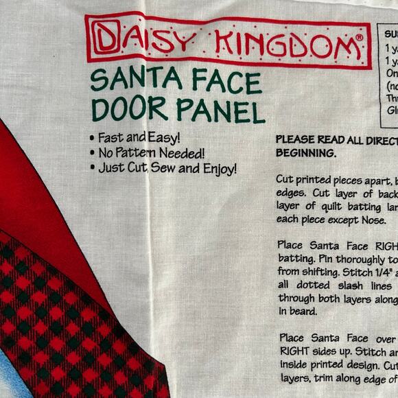 Vintage Daisy Kingdom Santa Face Door Panel Uncut Christmas Fabric - Picture 3 of 6